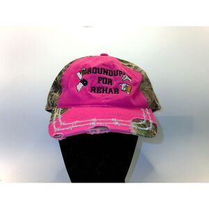 Roundup for Rehab Pink Camo Trucker Hat Women’s Distressed Cap